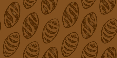 Bread pattern background. seamless pattern of bread. bakery theme pattern. seamless pattern with breads. vintage bread illustration.