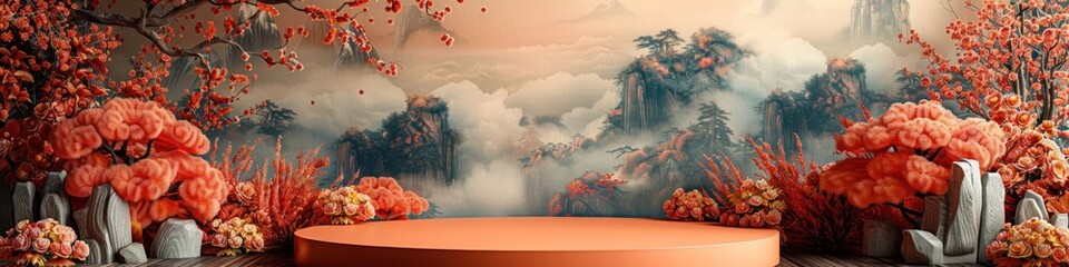 Circular Platform in a Dreamy Asian Garden