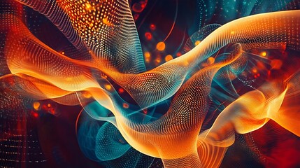 Glowing geometric patterns shifting into dynamic digital grid designs.