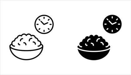 time eat lunch icon set, hour healthy food on white background