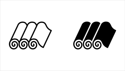 Obraz premium Carpet roll icon set. Fitness yoga mat signs and textile rug symbols on white background