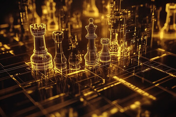 strategist planning with chess pieces for business idea with isolated background generated by AI