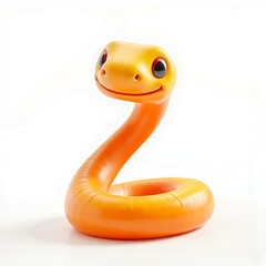 Fototapeta premium An orange inflatable snake toy on a white background