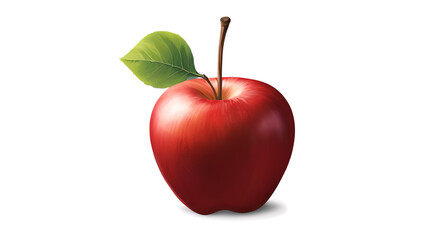  &ldquo;Realistic Red Apple with a Single Leaf on Transparent Background&rdquo; &ndash; A PNG of a Fresh Red Apple for Educational and Decorative Uses