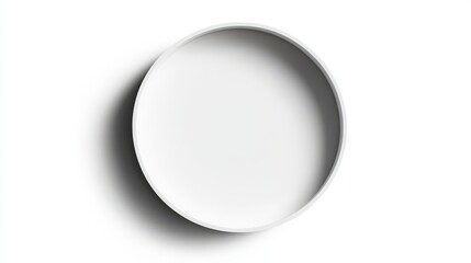 White Circular Frame with Shadow on White Background