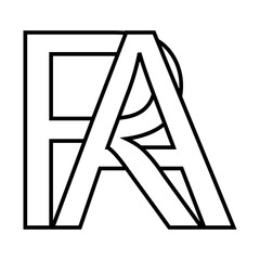 Logo sign ra ar icon double letters logotype r a