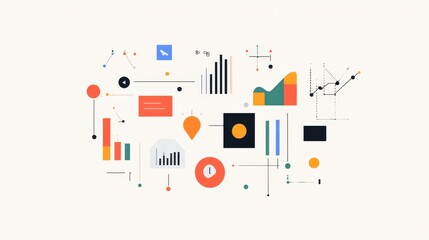 Obraz premium Abstract Geometric Data Visualization with Various Charts and Graphs