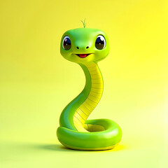 Fototapeta premium A green snake with a big smile on its face
