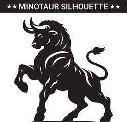 Mythical minotaur silhouette vector illustration