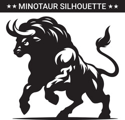 Mythical minotaur silhouette vector illustration