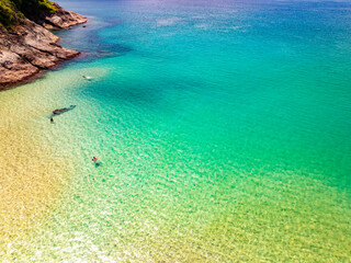 Obraz premium Beautiful sea surface in summer season seascape background ,Nature sea beach background,High angle view waves seascape nature view