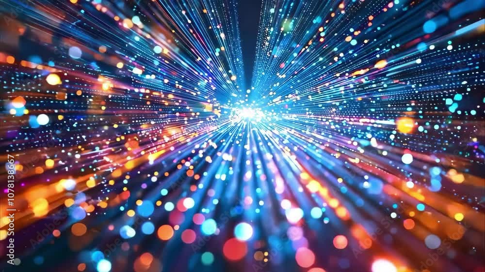 Aufkleber a vibrant, abstract display of colorful light rays and bokeh effects, creating a sense of depth and 