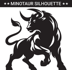 Mythical minotaur silhouette vector illustration