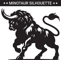 Mythical minotaur silhouette vector illustration