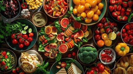 Vibrant Display of Fresh Fruits and Vegetables