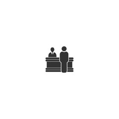 Reception desk icon. Customer service desk icon isolated on white background