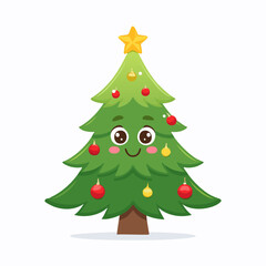 Fototapeta premium Christmas Tree Cute Winter Decoration Ornament Cartoon Character