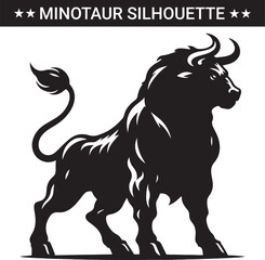Mythical minotaur silhouette vector illustration