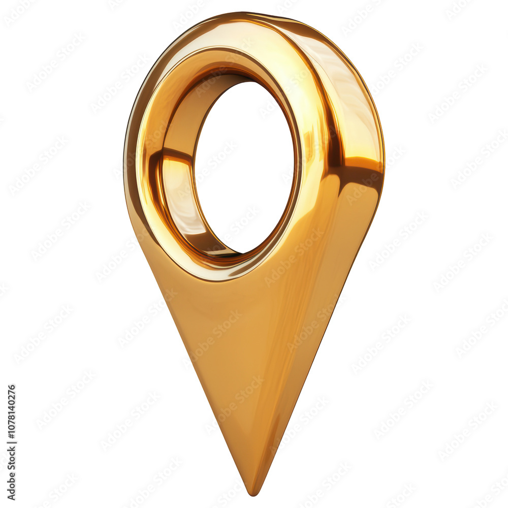 Poster 3d a gold colored pointy object with a hole in the middle isolated on transparent or white backgroun
