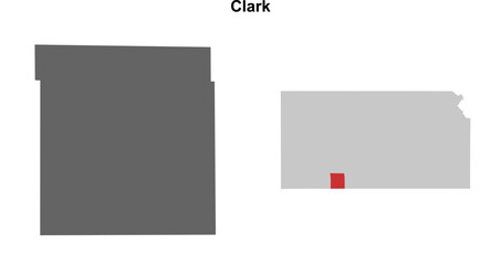 Clark County (Kansas) blank outline map set