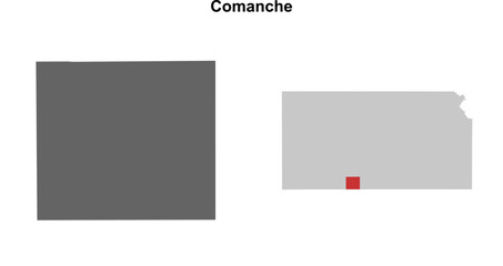 Comanche County (Kansas) blank outline map set