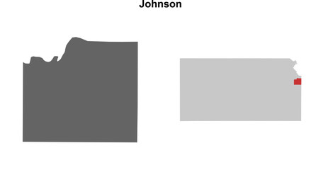 Johnson County (Kansas) blank outline map set