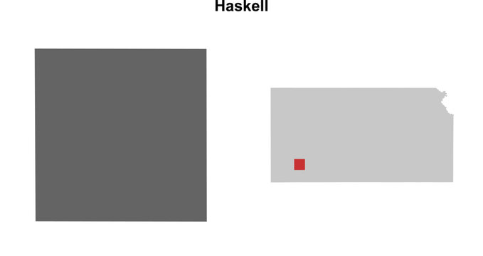 Haskell County (Kansas) blank outline map set