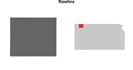 Rawlins County (Kansas) blank outline map set