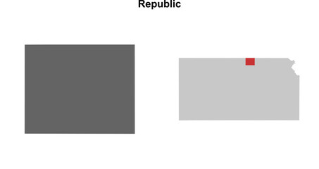 Republic County (Kansas) blank outline map set