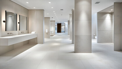 Experience luxury in a sanitized bathroom environment with modern design and pristine aesthetics