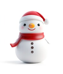 3d rendering of christmas snowman in white background festive red white snowman party celebrat