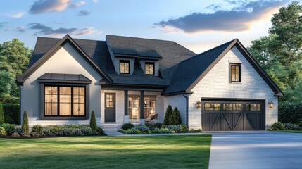 Charming suburban home with new homeowners in front