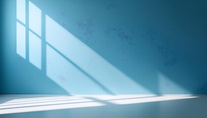 Obraz premium Futuristic 3D interior design concept with blue illuminated walls and empty space