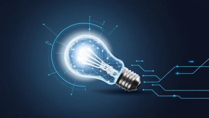 Creative light bulb with digital network design, analysis solution and development, Modern business, Innovative of new ideas