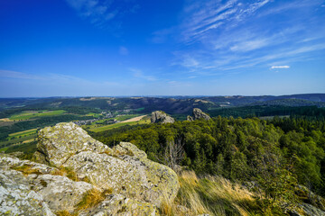 View of the landscape near Bruchhauser Steine ​​in the Sauerland near Olsberg. Nature at Istenberg on the Rothaargebirge.
