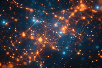 Fototapeta premium Modern abstract technology network background with glowing nodes and lines.