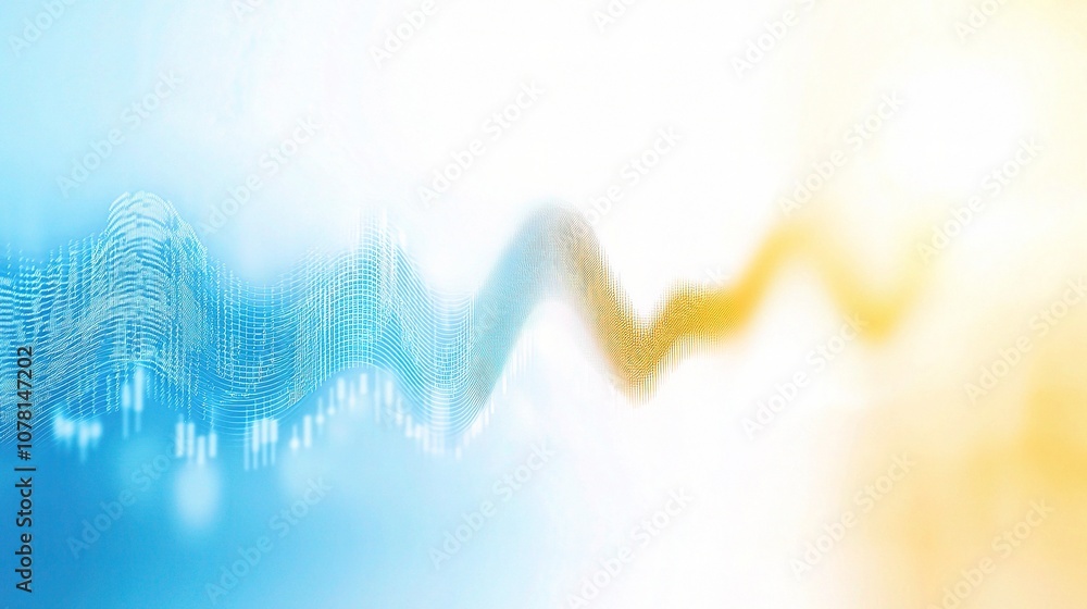 Poster abstract representation of financial data trends with colorful graphs displaying stock market moveme