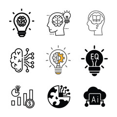 Artificial intelligence set of web icons in line style. AI technology icons for web and mobile app.
