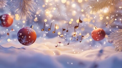 Holiday-inspired scene with music notes swirling around quality pic.