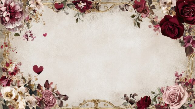 Romantic Vintage Valentine's Frame with delicate pink and quality pic.