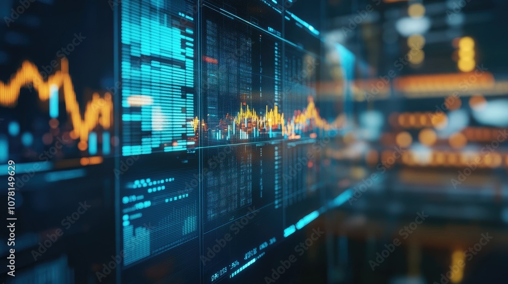 Poster data visualization with graphs and digital elements
