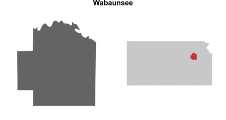 Wabaunsee County (Kansas) blank outline map set