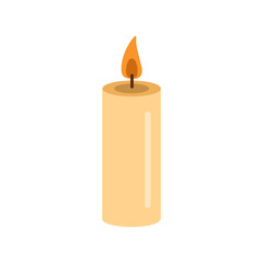 Flat style burning candle. Vector illustration. Halloween or Christmas drawing.