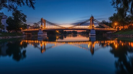 Fototapeta premium Serene Sunset View of a Beautiful Bridge