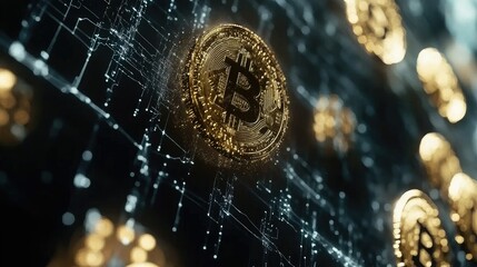 Digital Bitcoin Symbol in a Futuristic Environment