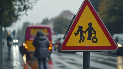 Awareness campaign on child safety in traffic in Germany. organized signs and safety reminders.