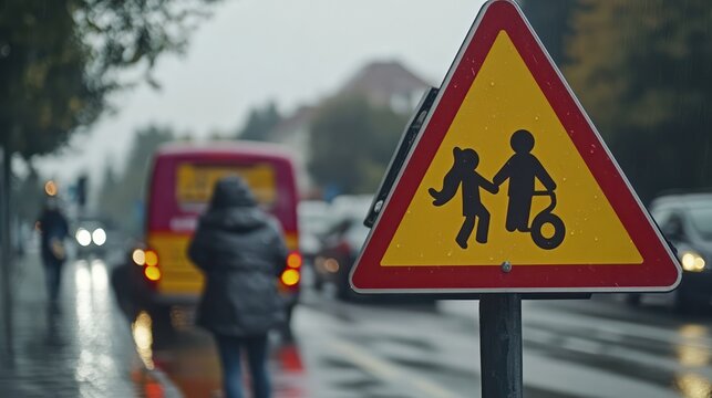 Awareness campaign on child safety in traffic in Germany. organized signs and safety reminders.