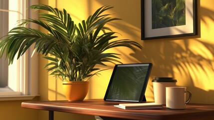 Cozy Workspace with Plants and Natural Light