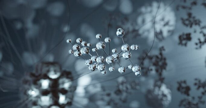 Alpha-arbutin rotating 3d molecule, molecular structure of a-arbutin, seamless video