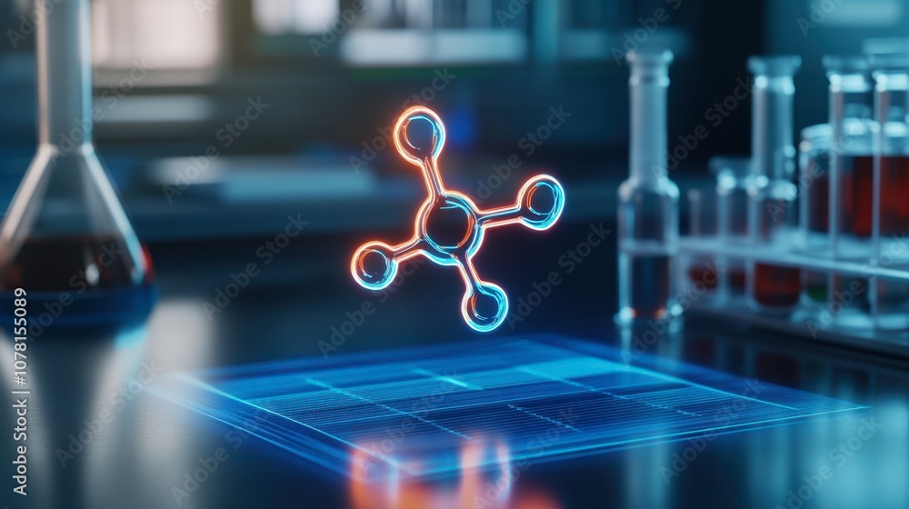 Aufkleber molecular structure in a laboratory environment